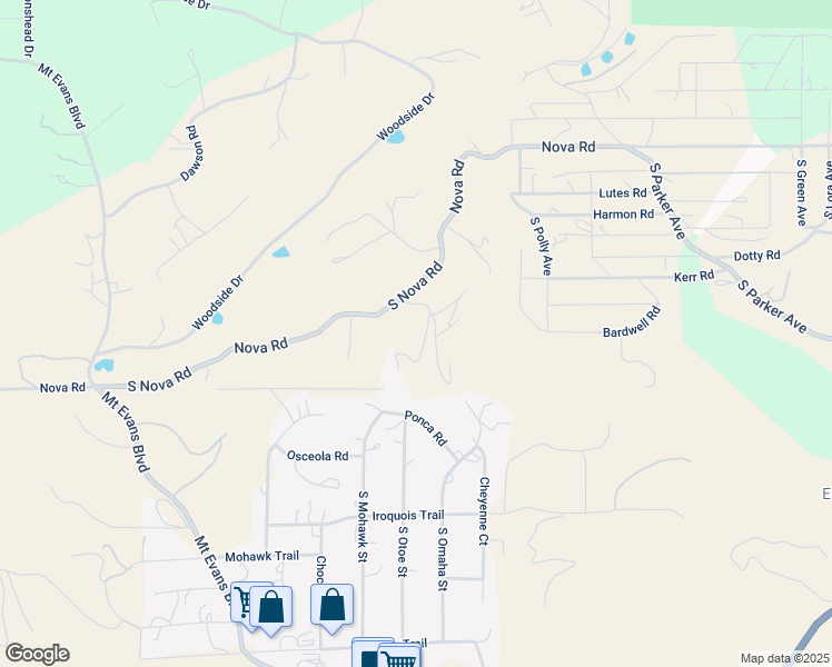 map of restaurants, bars, coffee shops, grocery stores, and more near 34 South Nova Circle in Pine