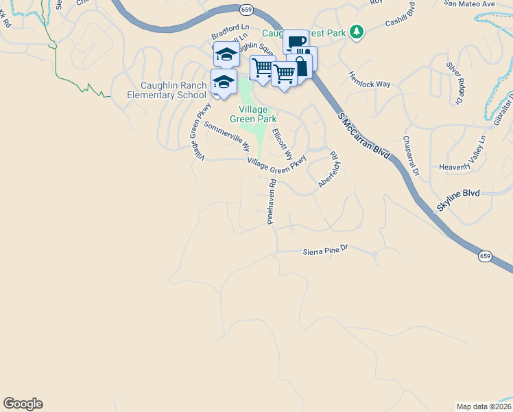 map of restaurants, bars, coffee shops, grocery stores, and more near 5020 Landy Bank Court in Reno