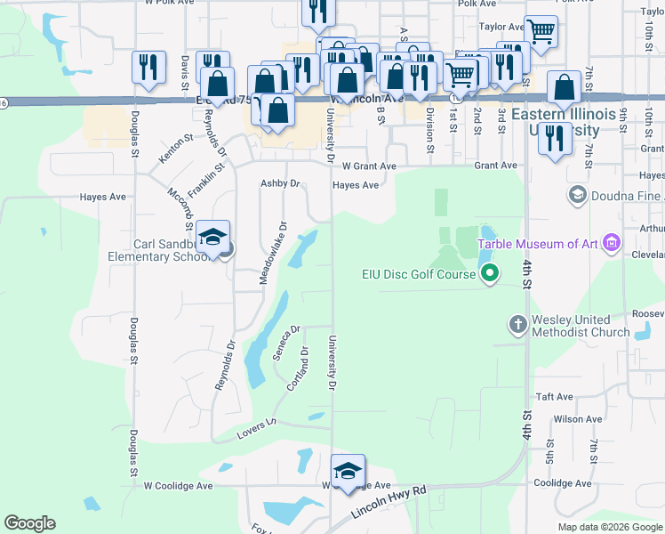map of restaurants, bars, coffee shops, grocery stores, and more near 1900-1998 University Drive in Charleston