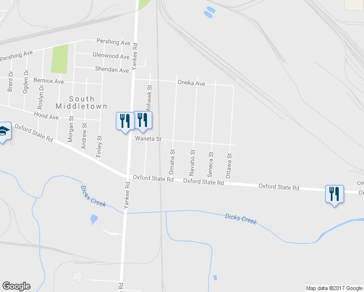 map of restaurants, bars, coffee shops, grocery stores, and more near 2106 Waneta Street in Middletown