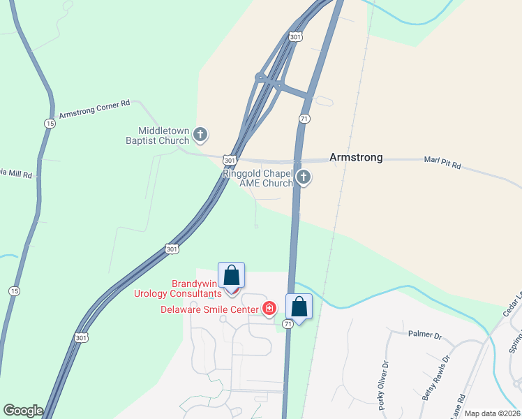 map of restaurants, bars, coffee shops, grocery stores, and more near 5018 Summit Bridge Road in Middletown