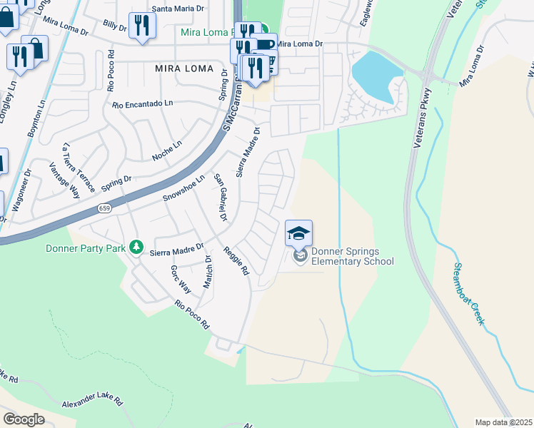 map of restaurants, bars, coffee shops, grocery stores, and more near 4465 Boca Way in Reno