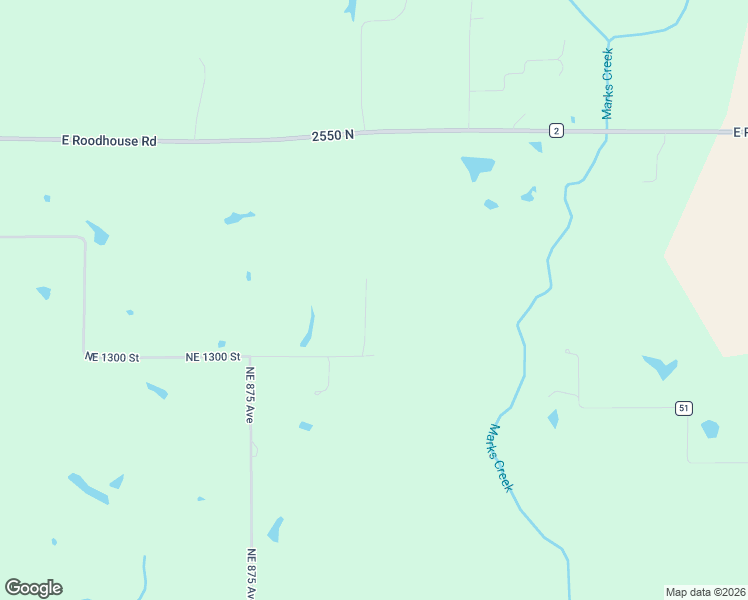 map of restaurants, bars, coffee shops, grocery stores, and more near 896 Northeast 1300 Street in Roodhouse