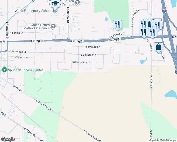 map of restaurants, bars, coffee shops, grocery stores, and more near 1685 Decourcy Court in Franklin