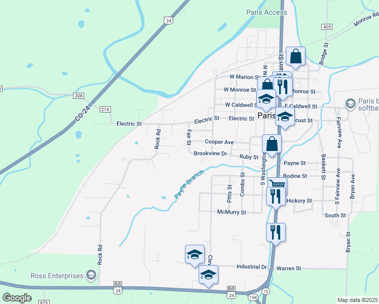 map of restaurants, bars, coffee shops, grocery stores, and more near 500 Brookview Drive in Paris