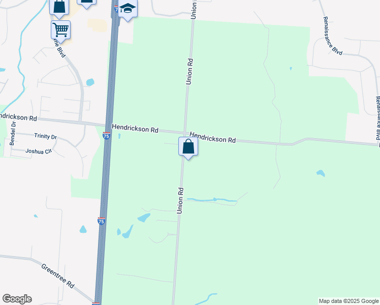map of restaurants, bars, coffee shops, grocery stores, and more near 2424 Union Road in Middletown