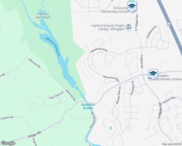 map of restaurants, bars, coffee shops, grocery stores, and more near 2941 Lomond Place in Abingdon