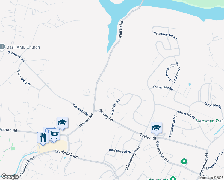map of restaurants, bars, coffee shops, grocery stores, and more near 13 Stillway Court in Cockeysville