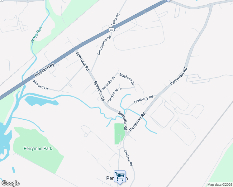 map of restaurants, bars, coffee shops, grocery stores, and more near 1419 Perrywood Drive in Aberdeen