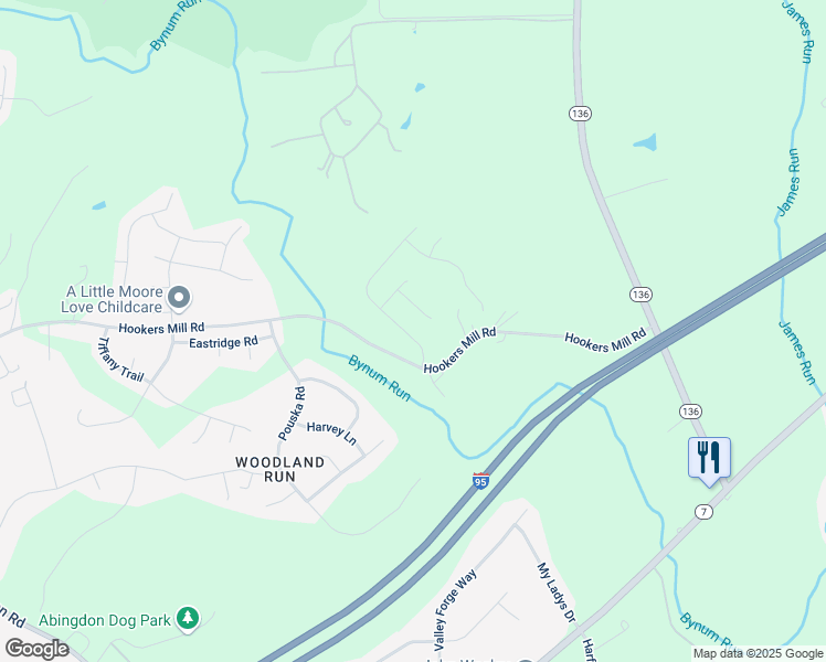 map of restaurants, bars, coffee shops, grocery stores, and more near 2840 Bynum Overlook Drive in Abingdon