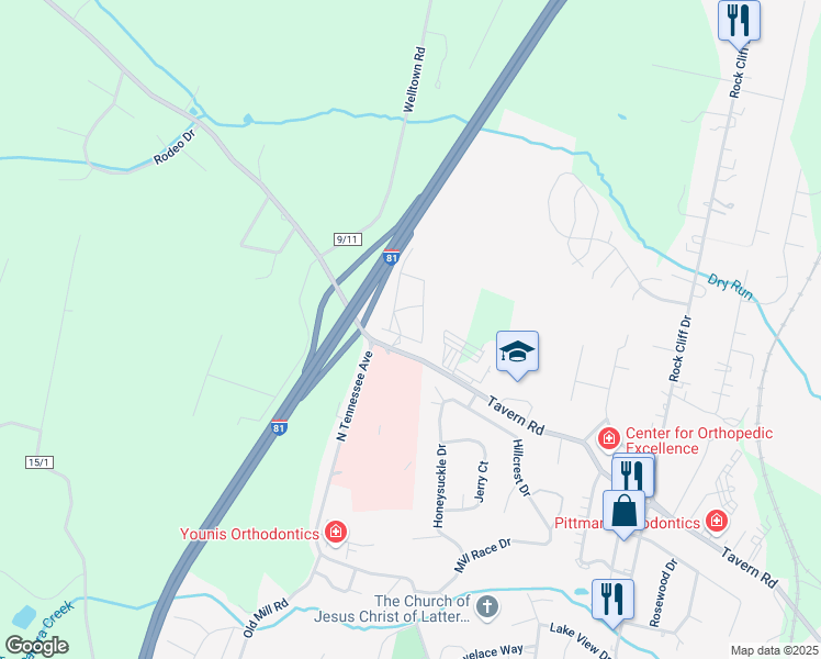 map of restaurants, bars, coffee shops, grocery stores, and more near 2101 Martins Landing Circle in Martinsburg
