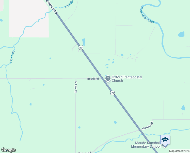map of restaurants, bars, coffee shops, grocery stores, and more near 4701 Booth Road in Oxford