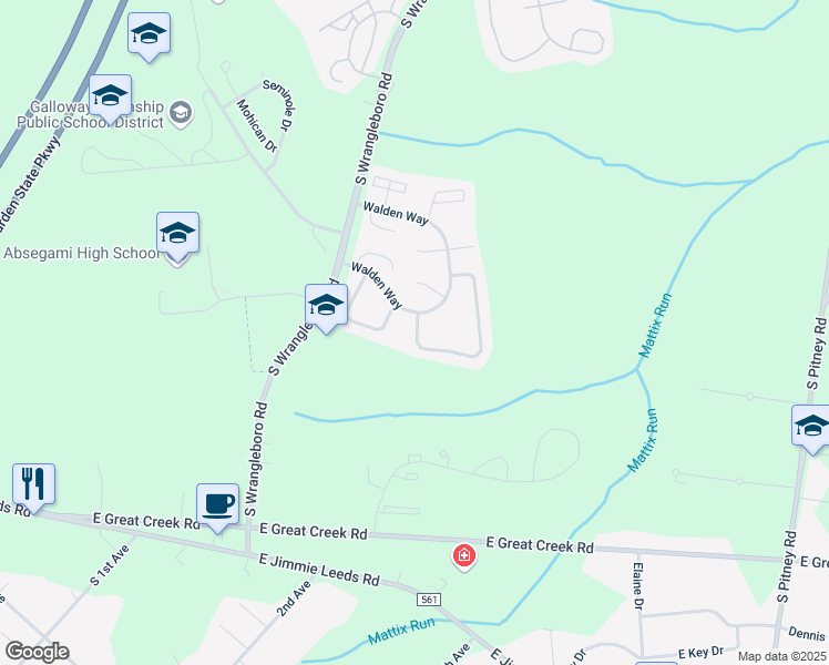 map of restaurants, bars, coffee shops, grocery stores, and more near 108 Concord Terrace in Galloway
