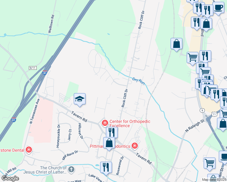 map of restaurants, bars, coffee shops, grocery stores, and more near 200 Gloucester Drive in Martinsburg