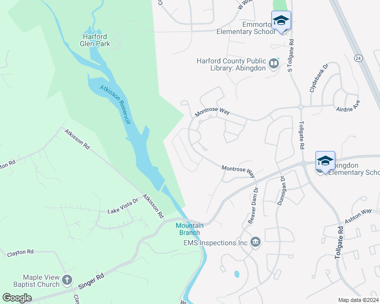 map of restaurants, bars, coffee shops, grocery stores, and more near 2927 Lomond Place in Abingdon