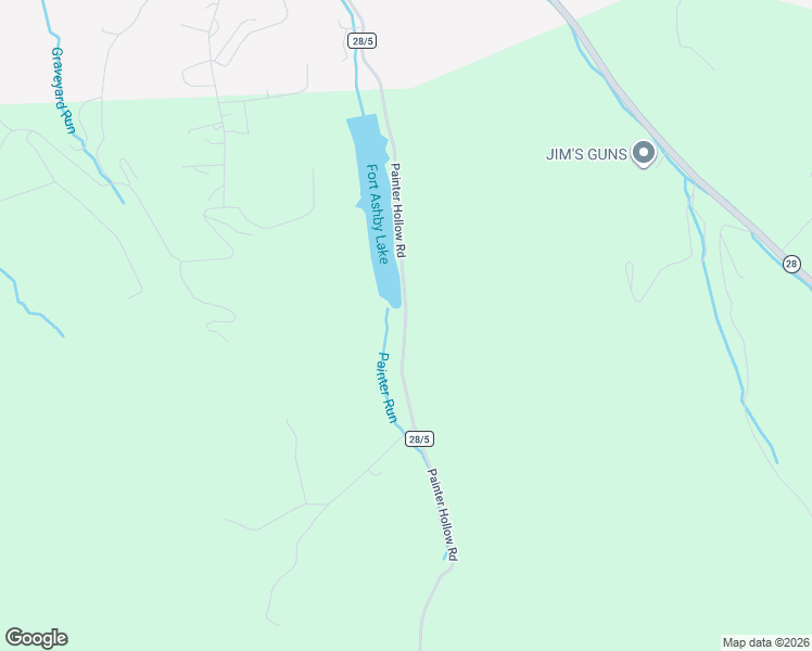 map of restaurants, bars, coffee shops, grocery stores, and more near Painter Hollow Road in Fort Ashby