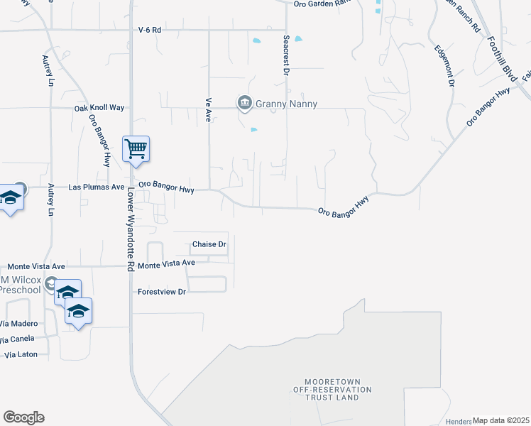 map of restaurants, bars, coffee shops, grocery stores, and more near Oro Bangor Highway in Oroville