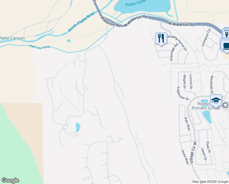 map of restaurants, bars, coffee shops, grocery stores, and more near 8145 Raphael Lane in Littleton