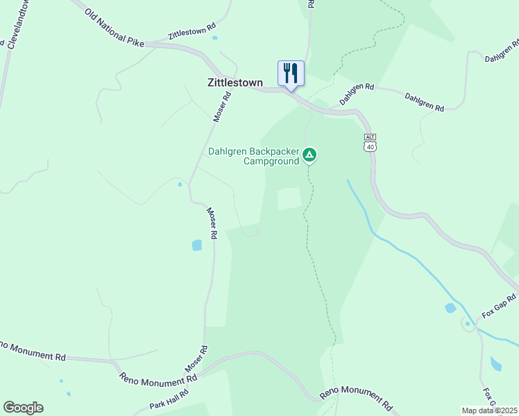 map of restaurants, bars, coffee shops, grocery stores, and more near 6039 Moser Road in Boonsboro