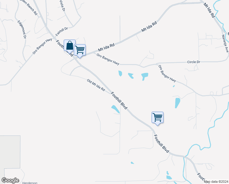 map of restaurants, bars, coffee shops, grocery stores, and more near 3465 Foothill Boulevard in Oroville