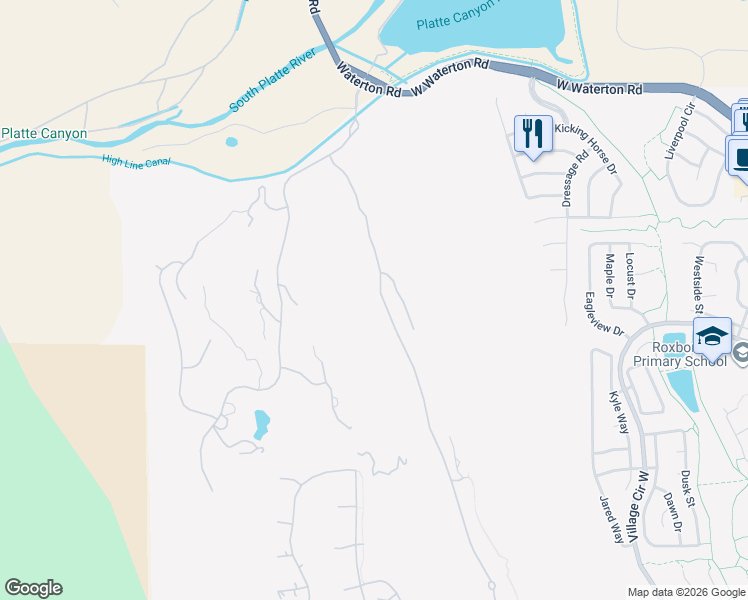map of restaurants, bars, coffee shops, grocery stores, and more near 8145 Raphael Lane in Littleton