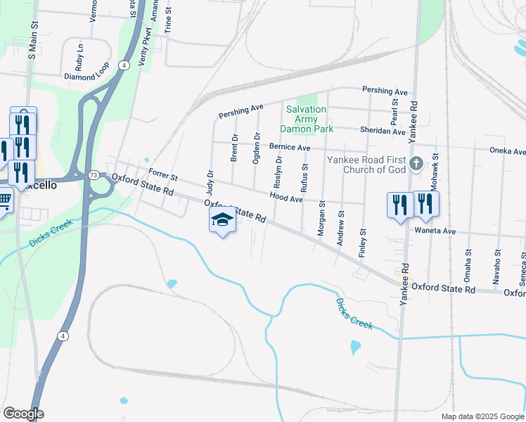 map of restaurants, bars, coffee shops, grocery stores, and more near 1408 Hood Avenue in Middletown