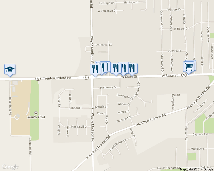 map of restaurants, bars, coffee shops, grocery stores, and more near 936 Hathaway Drive in Trenton
