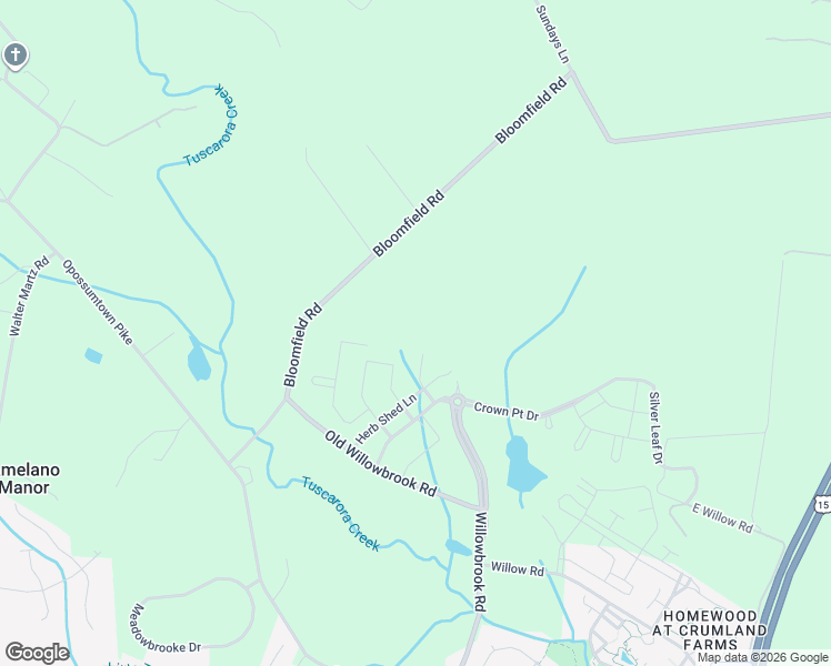 map of restaurants, bars, coffee shops, grocery stores, and more near 8841 Willowbrook Road in Frederick