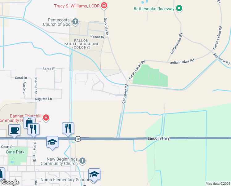 map of restaurants, bars, coffee shops, grocery stores, and more near 419 Cornerstone Court in Fallon