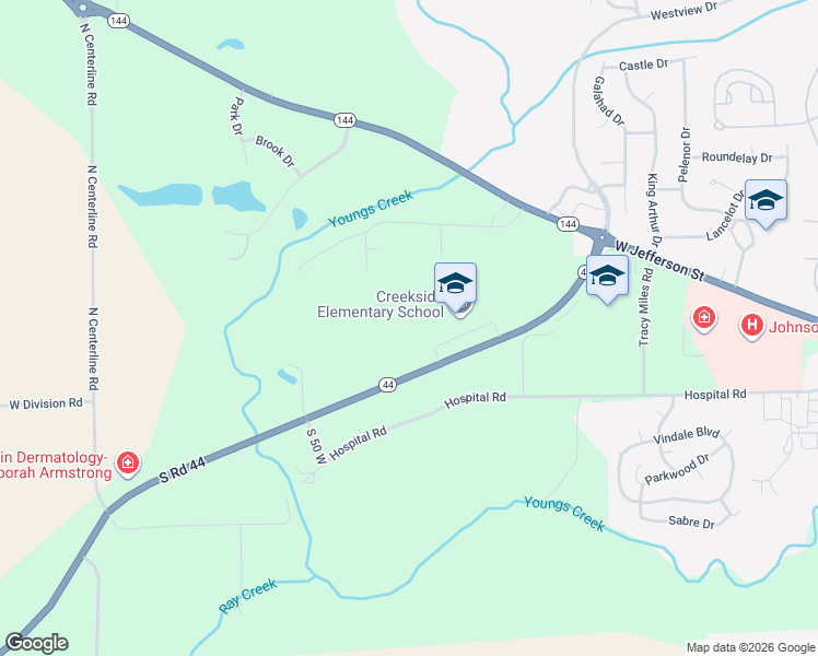 map of restaurants, bars, coffee shops, grocery stores, and more near 700 Indiana 44 in Franklin