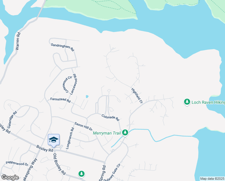 map of restaurants, bars, coffee shops, grocery stores, and more near 1 Chesham Ct in Cockeysville