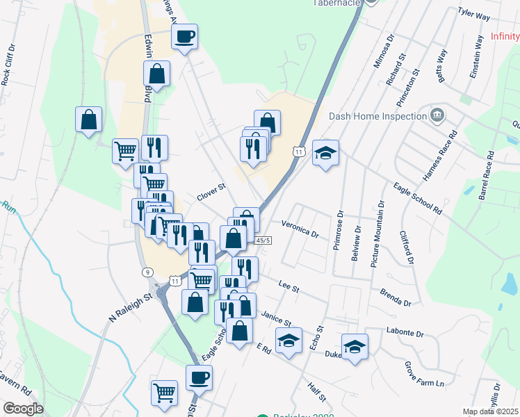 map of restaurants, bars, coffee shops, grocery stores, and more near 11 Warm Springs Avenue in Martinsburg