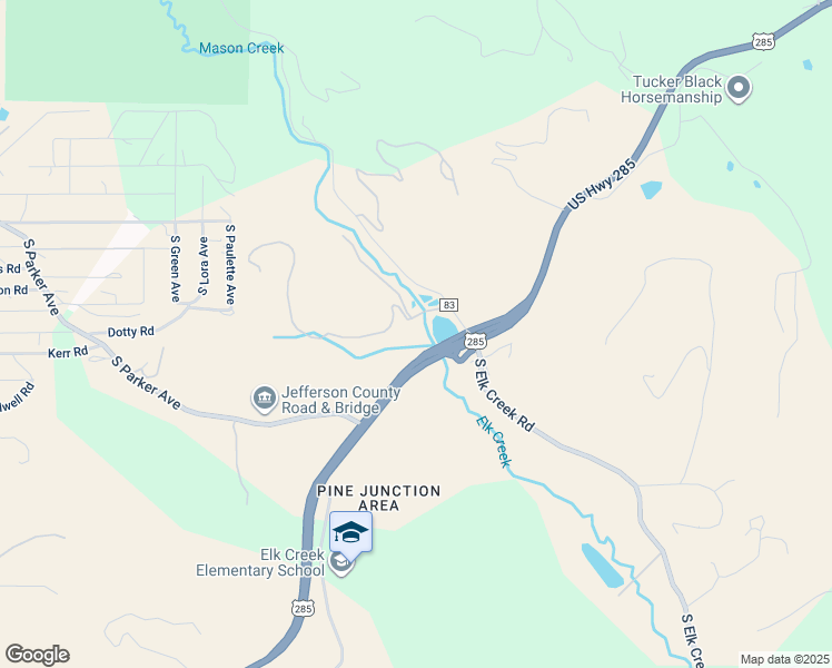 map of restaurants, bars, coffee shops, grocery stores, and more near 12833 South Elk Creek Road in Pine