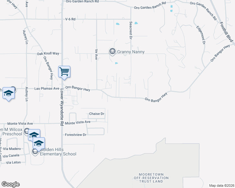 map of restaurants, bars, coffee shops, grocery stores, and more near 3459 Oro Bangor Highway in Oroville