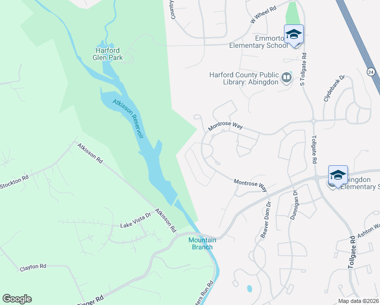 map of restaurants, bars, coffee shops, grocery stores, and more near 711 Perthshire Place in Abingdon
