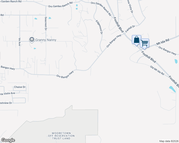 map of restaurants, bars, coffee shops, grocery stores, and more near 14 Gunter Lane in Oroville