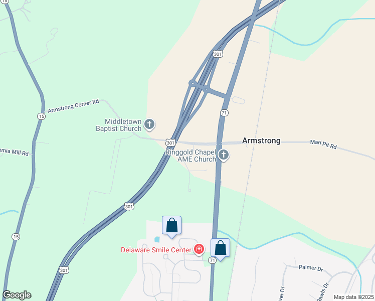 map of restaurants, bars, coffee shops, grocery stores, and more near 442-498 Armstrong Corner Road in Middletown