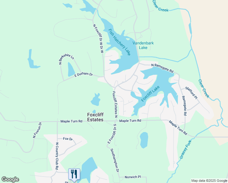 map of restaurants, bars, coffee shops, grocery stores, and more near 3701 Foxcliff Estates North in Martinsville