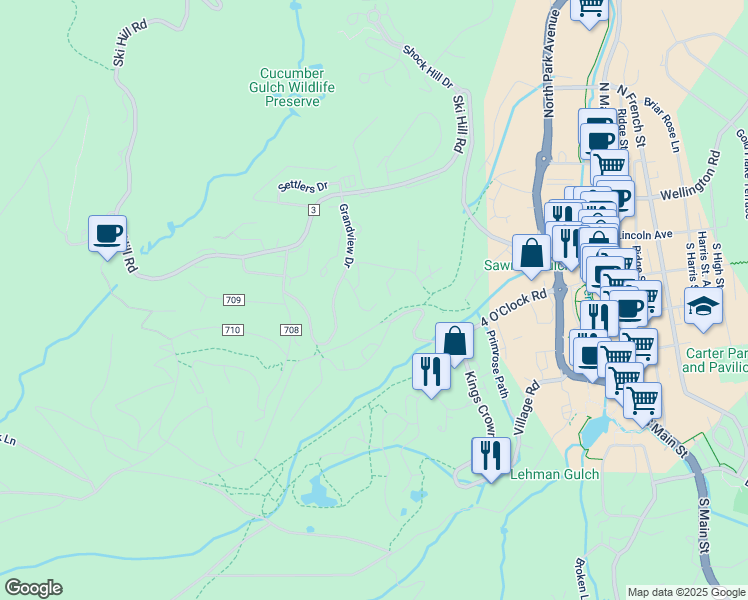 map of restaurants, bars, coffee shops, grocery stores, and more near 122 Tall Pines Drive in Breckenridge