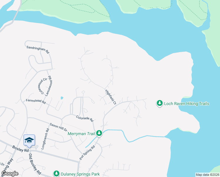 map of restaurants, bars, coffee shops, grocery stores, and more near 7 Highfield Court in Cockeysville