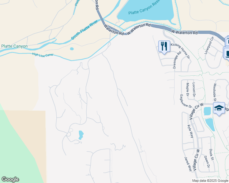 map of restaurants, bars, coffee shops, grocery stores, and more near 8145 Raphael Lane in Littleton