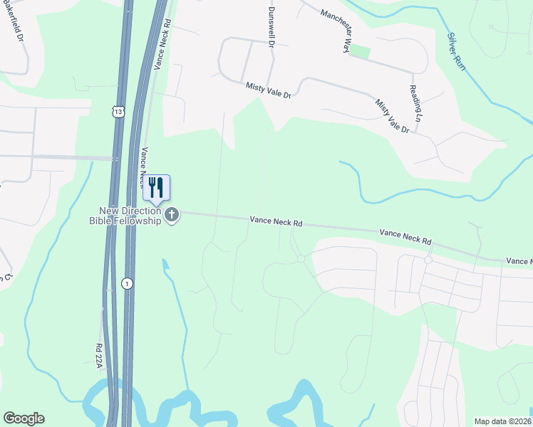 map of restaurants, bars, coffee shops, grocery stores, and more near 706 Vance Neck Road in Middletown