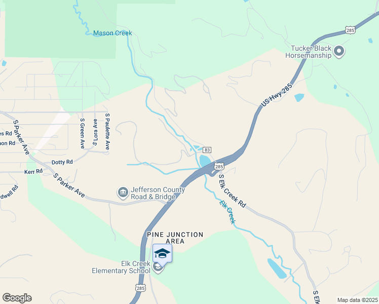 map of restaurants, bars, coffee shops, grocery stores, and more near 12833 South Elk Creek Road in Pine