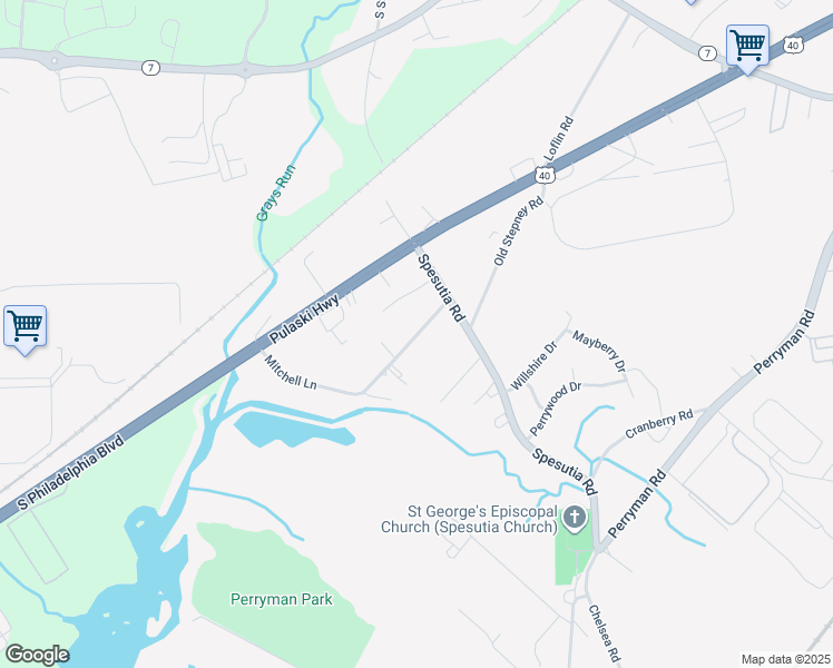 map of restaurants, bars, coffee shops, grocery stores, and more near 1512 Mitchell Lane in Aberdeen