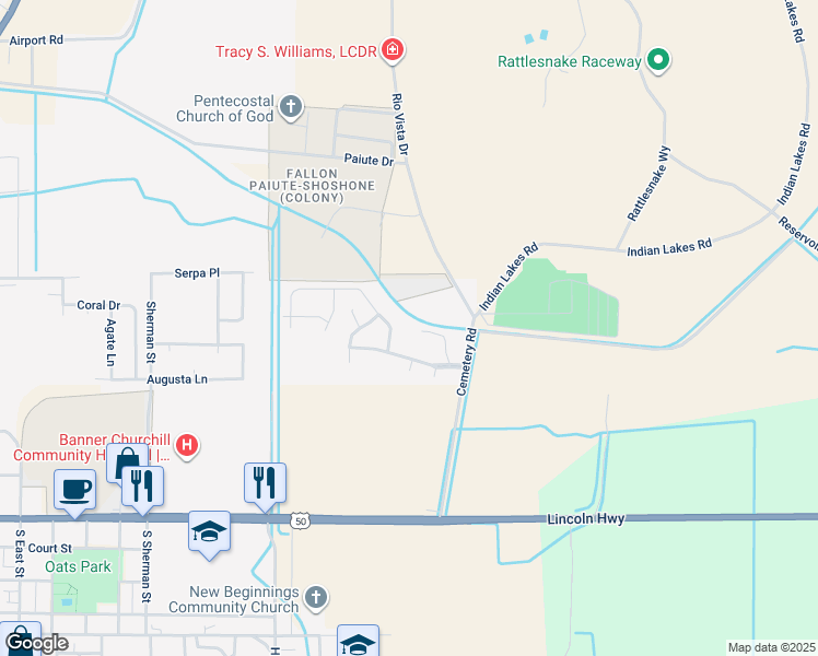map of restaurants, bars, coffee shops, grocery stores, and more near 499 Cornerstone Court in Fallon