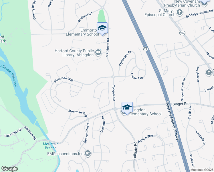 map of restaurants, bars, coffee shops, grocery stores, and more near 1902 Glenroths Drive in Abingdon