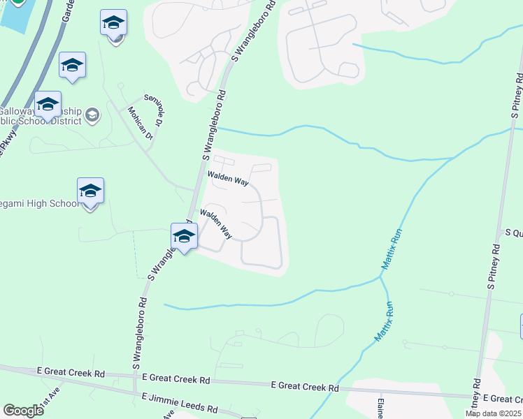 map of restaurants, bars, coffee shops, grocery stores, and more near 183 Walden Way in Galloway