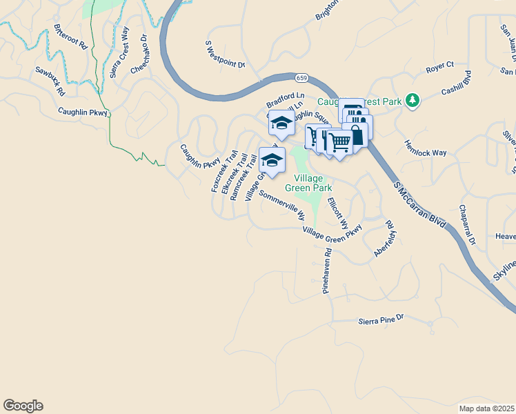 map of restaurants, bars, coffee shops, grocery stores, and more near 4780 Sommerville Way in Reno