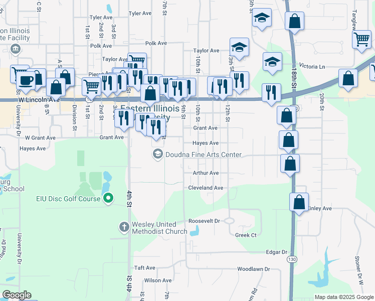 map of restaurants, bars, coffee shops, grocery stores, and more near 1720 10th Street in Charleston