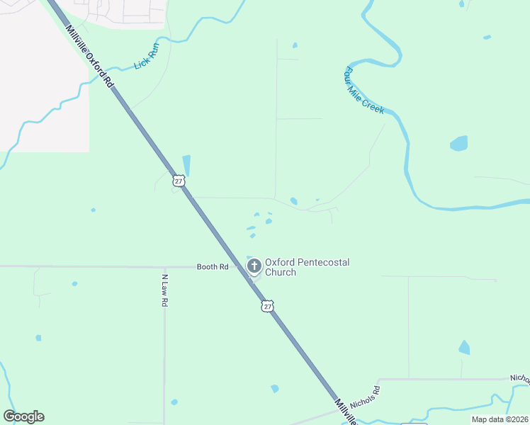 map of restaurants, bars, coffee shops, grocery stores, and more near 4725 Wallace Road in Oxford